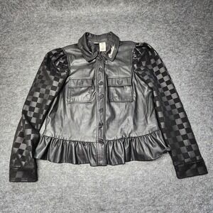 Disney Parks Cruella de Vil Faux Leather Black Jacket Goth Gothic Glam Womens XL